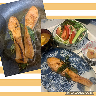 シャケのバジル焼き/のんびり夕飯/今日の晩御飯。。。/観葉植物のある暮らし/ガーデンライフ...などのインテリア実例 - 2021-11-19 18:54:14