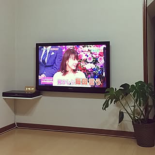 部屋全体/テレビボード無くしました/壁掛けテレビ/愛犬と暮らす/少ない物ですっきり暮らす...などのインテリア実例 - 2017-04-03 21:47:20