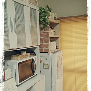 キッチン/団地/DIY/冷蔵庫の上/インテリアシート　レンガのインテリア実例 - 2015-04-19 08:22:33