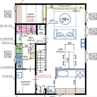 2階リビング/図面/間取り/新築/部屋全体のインテリア実例 - 2021-12-23 10:09:51
