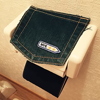 バス/トイレ/デニムリメイク/トイレットペーパーホルダー/トイレ/セリアのインテリア実例 - 2016-07-12 22:02:04