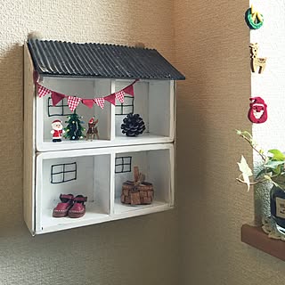 バス/トイレ/ガーランド/ダンボール屋根/棚リメイクDIY/セリア...などのインテリア実例 - 2015-11-18 08:56:07