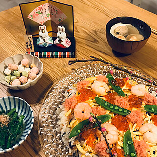 料理/はまぐりのお吸い物/菜の花のおひたし/ちらし寿司/ひな祭り...などのインテリア実例 - 2019-03-03 23:35:55