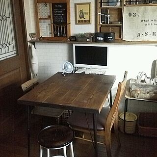 キッチン/鉄脚テーブル/椅子リメイク/壁紙貼り替えのインテリア実例 - 2014-07-30 10:55:16
