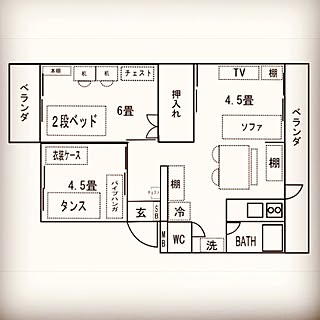 間取り図 賃貸のレイアウト おしゃれなインテリアコーディネートの実例 Roomclip ルームクリップ