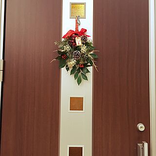 玄関/入り口/クリスマススワッグ/スワッグ/セリアのインテリア実例 - 2016-12-01 16:33:29
