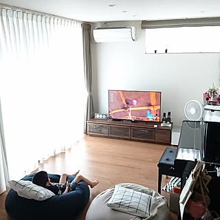 部屋全体/無印良品/フェイクグリーン/テレビボード/SONY TV...などのインテリア実例 - 2017-05-26 08:58:55