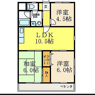 部屋全体/間取り/2人暮らし/古い賃貸/横長リビングダイニング...などのインテリア実例 - 2020-02-17 21:03:06