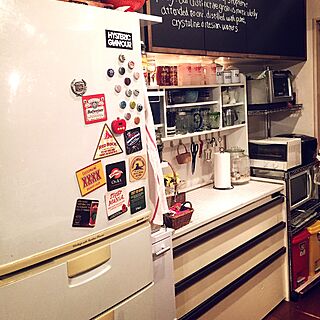 キッチン/タイルDIY/マグネット/食器棚/黒板塗料...などのインテリア実例 - 2016-01-29 22:17:16