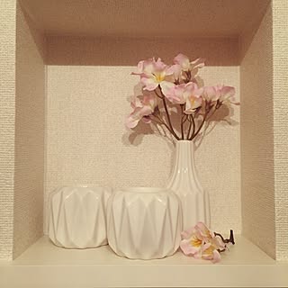 玄関/入り口/ホワイトインテリア/桜/買ってよかったモノ/ダイソー...などのインテリア実例 - 2016-03-04 17:52:41