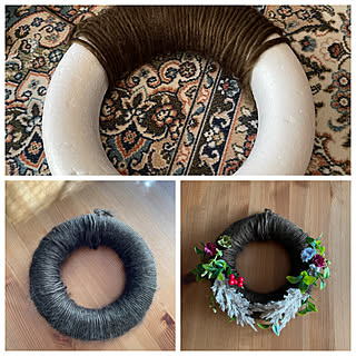 羊毛フェルト オーダーフラワーリース ぎんじりリースオーダー moln