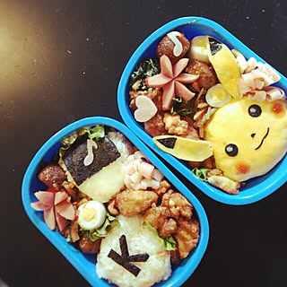 キッチン/キャラ弁/次男君＊ピカチュー弁当/ニイニイはキャラ弁卒業(^^)/顔の歪みは御愛嬌f(^^;...などのインテリア実例 - 2016-05-02 09:02:14