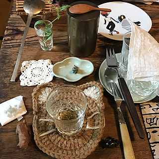 机/真鍮スッカラ/三谷隆二茶匙/開化堂真鍮の茶筒/汕頭刺繍ハンカチ...などのインテリア実例 - 2018-06-13 09:14:06