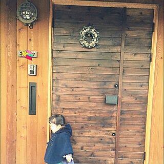 玄関/入り口/クリスマスリース/木製ドアのインテリア実例 - 2015-12-23 05:57:06