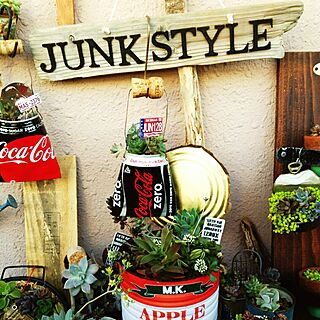 壁/天井/リメイク缶/Junk style/多肉植物/コカ・コーラ...などのインテリア実例 - 2017-05-08 07:16:54