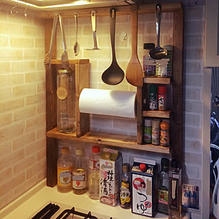 キッチンDIY/DIY/調味料ラック/調味料棚/キッチン...などのインテリア実例 - 2019-06-29 01:30:17