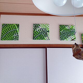 壁/天井/手作り/ファブリックパネル/IKEA/グリーン...などのインテリア実例 - 2014-03-30 14:52:01