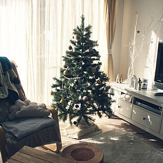 リビング/クリスマスツリー/ウッドビーズの飾り/ニトリ/IKEA...などのインテリア実例 - 2017-12-18 06:30:35