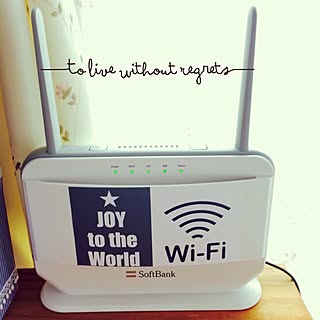 棚/おはようございます♡/デザインも可愛い♡/Wi-Fi/ステッカー...などのインテリア実例 - 2015-06-30 07:34:46