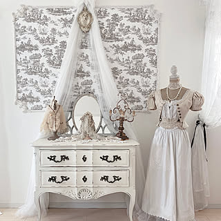 ロココ☆大型 高級 フレンチ アンティーク全身ミラー☆ホワイト