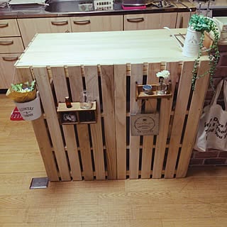 キッチン/中古住宅/キッチンカウンターDIY/セリア♡のインテリア実例 - 2015-09-27 20:45:29