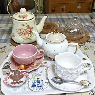 キッチン/お茶会/ティーセット/食器/薔薇...などのインテリア実例 - 2018-09-07 14:48:56