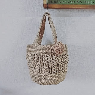 机/ハンドメイド/麻ひもバック/麻ひも/Instagramやってます...などのインテリア実例 - 2017-11-01 08:38:02