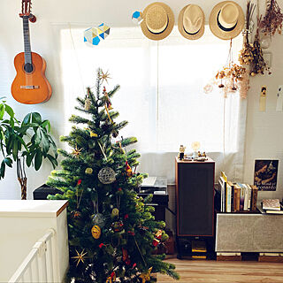 クリスマスオーナメント/クリスマスツリー/リビング/帽子/ギター壁掛けのインテリア実例 - 2021-12-13 23:40:09