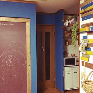 部屋全体/青い壁/黒板塗料♡/壁ペンキ塗り/スノコリメイクのインテリア実例 - 2014-11-03 19:55:48