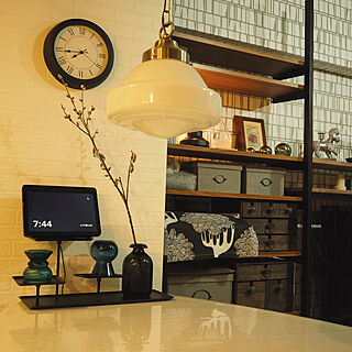ネコヤナギ/IKEAの壁掛け時計/ダイニングテーブルの上/IKEA 雑貨/IKEAの照明...などのインテリア実例 - 2019-03-31 20:13:28