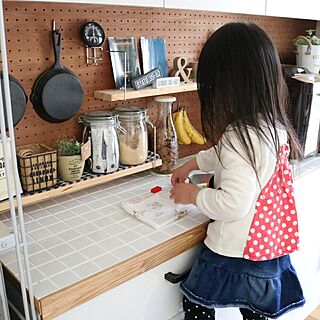 キッチン/キッズスペース/カフェ風/おうちカフェ/タイルDIY...などのインテリア実例 - 2017-05-25 06:30:36