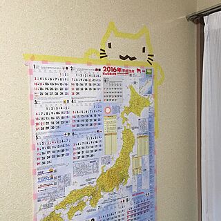 壁/天井/日本地図/カレンダー2016/マスキングテープでウォールデコ/マスキングテープ　壁...などのインテリア実例 - 2016-04-02 02:25:38