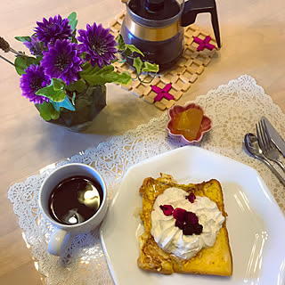 朝食/コーヒーのある暮らし/ラベンダー/お花のある暮らし/キッチン...などのインテリア実例 - 2019-05-28 08:52:08