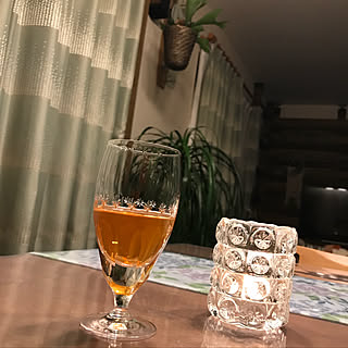 キッチン/テーブルランナーを爽やかに/カガミクリスタル/金粉入り梅酒で乾杯〜/RCの出逢いに感謝✨...などのインテリア実例 - 2018-04-13 23:34:08