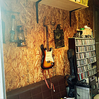 ギターのある部屋/CD収納/DIY/合板 板壁/合板...などのインテリア実例 - 2022-01-22 16:46:48