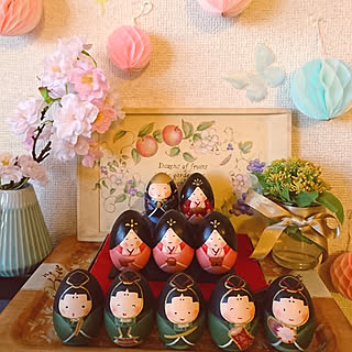 トールペイント ひなまつり 白木 ウッドパーツ 雛人形七段飾りセット