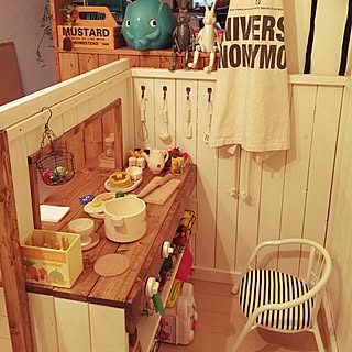 製作中♡/キッズキッチンDIY/キッズスペース/チェアリメイク/キッズキッチン...などのインテリア実例 - 2016-09-11 17:58:00