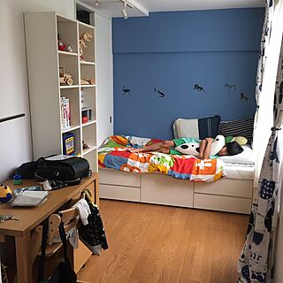 ベッド周り/ブルーの壁/こども部屋/IKEAのインテリア実例 - 2016-12-31 11:18:24