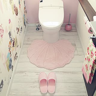 バス/トイレ/スリッパ/トイレマット/ピンク/花柄のインテリア実例 - 2015-11-29 12:03:09