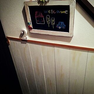 玄関/入り口/板壁DIY/黒板/ジャンクのインテリア実例 - 2013-12-25 19:15:42
