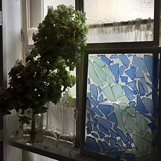 壁/天井/実験器具/いつもありがとー。/ガラスが好き過ぎる。/シーガラスでステンドガラス風...などのインテリア実例 - 2017-07-01 12:12:27