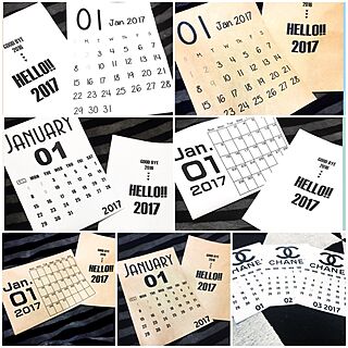 壁/天井/calendar2017/カレンダー2017/白黒/モノトーン...などのインテリア実例 - 2016-12-24 08:19:47