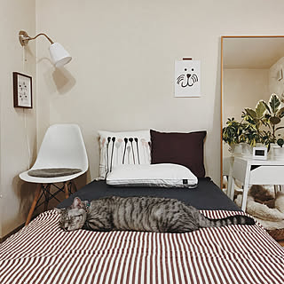 ベッド周り/IKEAのクッションカバー/模様替え/観葉植物のある部屋/猫部...などのインテリア実例 - 2018-10-18 17:13:05