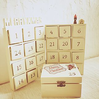 棚/6マスBOX/アドベントカレンダー手作り/漆喰壁/クリスマス...などのインテリア実例 - 2016-11-16 09:47:45