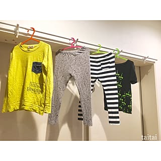 壁/天井/部屋干し/部屋干しスペース/つっぱり棒の活用法/つっぱり棒＋かもいフック...などのインテリア実例 - 2017-06-12 21:46:56