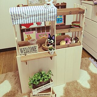 棚/ままごとカフェ風カウンター/ままごと♡/子供部屋/すのこDIY...などのインテリア実例 - 2015-12-13 16:24:21