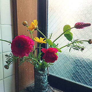 バス/トイレ/陶器の花瓶/お花大好き/お花のある暮らし/春菊の花...などのインテリア実例 - 2020-05-08 06:05:35