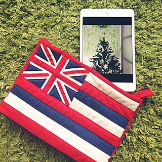 ベッド周り/ハワイ州旗/iPad mini/プレゼント/クリスマスのインテリア実例 - 2015-12-25 09:56:31