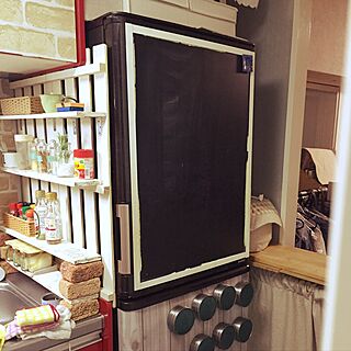 キッチン/冷蔵庫 リメイク/黒板シートのインテリア実例 - 2016-12-10 00:59:39