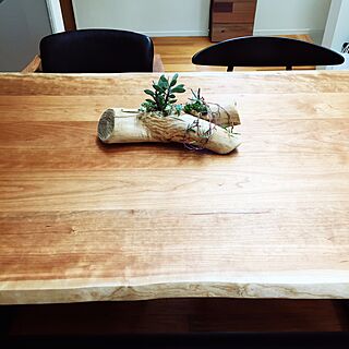 机/一枚板風テーブル/ブラックチェリー材/観葉植物のインテリア実例 - 2016-03-13 10:45:05